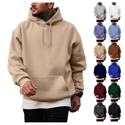 Generisch Hoodie Herren Sweatshirt mit Kapuze Pullover Herren Hoody mit Taschen Einfarbige Kapuzenpullover Langarmshirt Casual Arbeitspullover Oversize Kapuzenpullover Strickpullover von Generisch