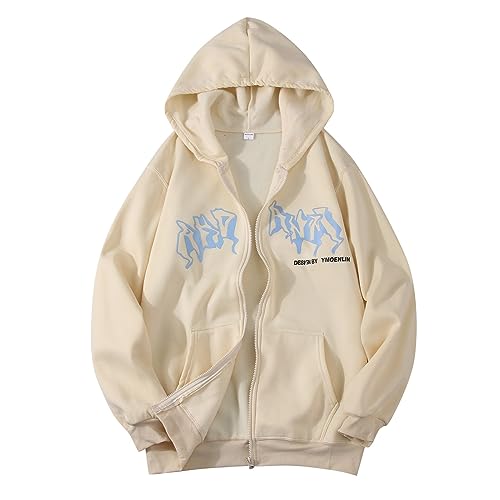 Generisch Hoodie Herren Y2K Jacke Reißverschluss Kapuzenjacke Sportjacke Zip Up Hoodies Hip Hop Hoodie Sweatjacke Oversized Sweatshirt Outdoorjacke Kapuzenpullover Stylisch Streetwear von Generisch