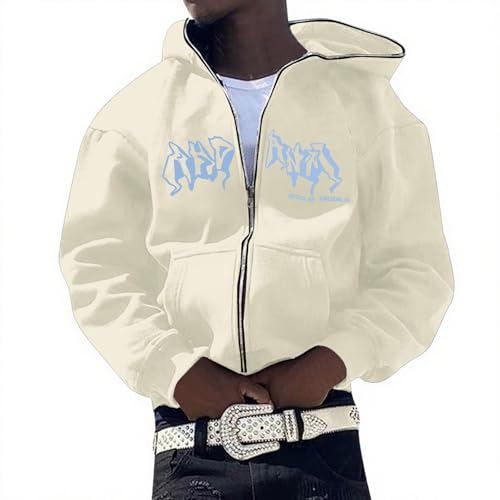 Generisch Hoodie Herren Y2K Jacke Reißverschluss Kapuzenjacke Sportjacke Zip Up Hoodies Hip Hop Hoodie Sweatjacke Oversized Sweatshirt Outdoorjacke Kapuzenpullover Stylisch Streetwear von Generisch