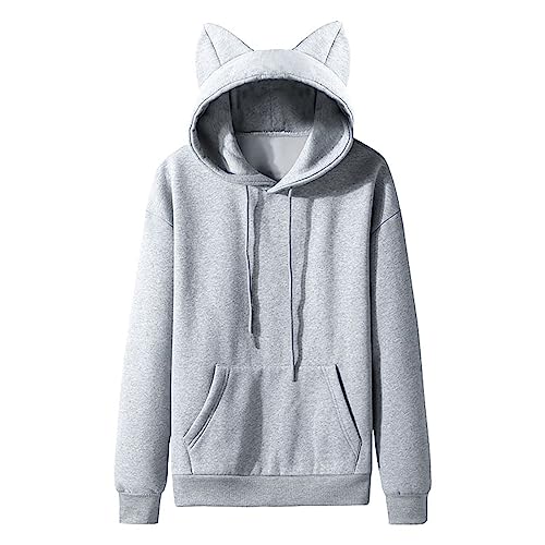 Generisch Hoodie Herren mit Katzenohren Kapuzenpullover aus Fleece für Paare Bequeme Sweatshirt für Freizeit Langarm Pullover in Unifarben für Herbst Winter Mode Hoodies mit Taschen Generisch Hoodie Herren mit Katzenohren Kapuzenpullover aus Fleece für Paare Bequeme Sweatshirt für Freizeit Langarm Pullover in Unifarben für Herbst Winter Mode Hoodies mit Taschen von Generisch