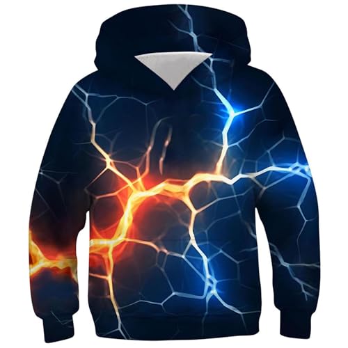 Generisch Hoodie Junge Coole Kapuzenpullover Bedrucktes Sweatshirt Mode Pullover Casual Kleidung Bekleidung Klamotten Oberteile Kleinkind Long Sleeve Top Sportshirt Blau, 7 Jahre von Generisch