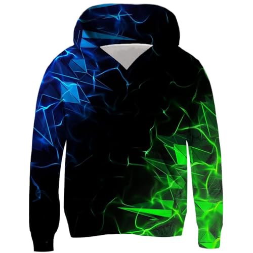 Generisch Hoodie Junge Coole Kapuzenpullover Bedrucktes Sweatshirt Mode Pullover Casual Kleidung Bekleidung Klamotten Oberteile Regular Kleinkind Long Sleeve Top Sportshirt Grün, 11 Jahre von Generisch
