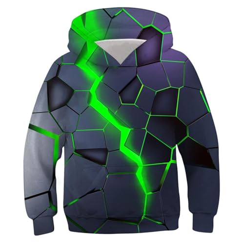 Generisch Hoodie Junge Coole Kapuzenpullover Bedrucktes Sweatshirt Mode Pullover Casual Kleidung Bekleidung Klamotten Oberteile Regular Kleinkind Long Sleeve Top Sportshirt Grün,9 Jahre von Generisch