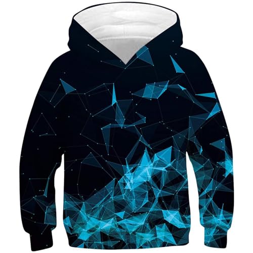 Generisch Hoodie Junge Coole Kapuzenpullover Bedrucktes Sweatshirt Pullover Casual Kleidung Bekleidung Klamotten Oberteile Kleinkind Long Sleeve Top Sportshirt Blau, 7 Jahre von Generisch