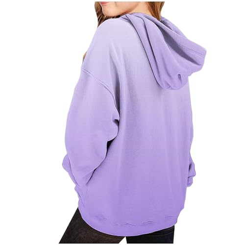 Generisch Hoodie Mädchen Pullover Warm Kapuzenpullover Gradient Klamotten Kleidung Langarmshirt Bekleidung Oberteile Thermo Long Sleeve Top Bequem Sweatshirt Thermoshirt Lila, 13 Jahre von Generisch