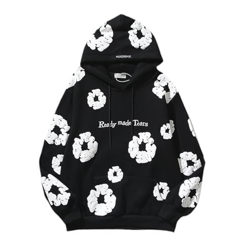 Generisch Hoodie Oversize Herren Winter Kapuzenpulli Casual Sweatshirt Hip Hop Outdoor Kapuzenpullover Unisex Denim T Hoodies Langarm Pullover mit Taschen und Kordelzug Pulli Übergroße Street von Generisch