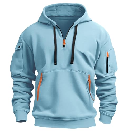 Generisch Pullover Herren Winter Y2k Hoodie, Oversized Weihnachts Arbeit Reißverschluss Warme Dünner Outdoor Coole Motorrad Jagd Warmer Slim Fit Sweatshirts für, Leichter Übergröße Winter Herren XXL von Generisch