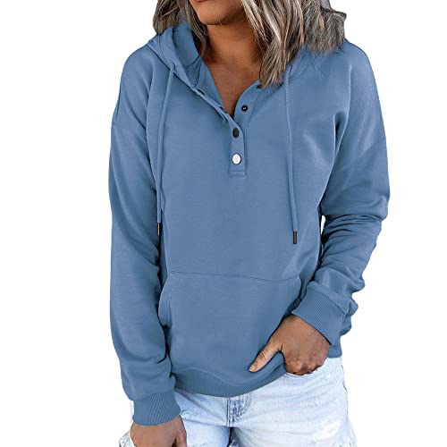 Generisch Hoodie Pullover Damen Sweatshirt Langarm Rundhals Einfarbige Kapuzenpullover Herbst Winter Frauen Casual Oberteil Sport Streetwear Kapuze Teenager Mädchen Tops von Generisch