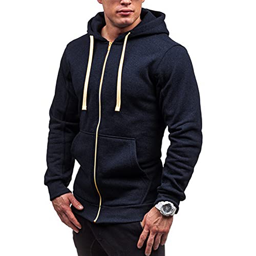 Generisch Hoodie Sweatjacke Herren Zip Up Langarm Kapuzenjacke mit Kapuze Reißverschluss Kapuzenpullover Casual Sport Sweatshirt Winter Kapuzenpulli Pullover Sportjacke Jacke von Generisch