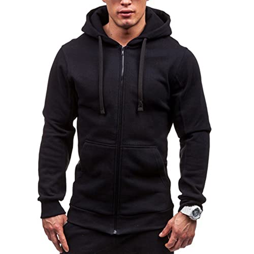 Generisch Hoodie Sweatjacke Herren Zip Up Langarm Kapuzenjacke mit Kapuze Reißverschluss Kapuzenpullover Casual Sport Sweatshirt Winter Kapuzenpulli Pullover Sportjacke Jacke von Generisch
