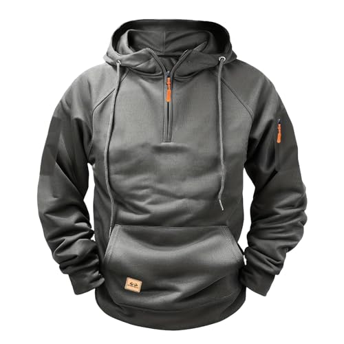 Generisch Hoodie Zip Herren ReißVerschluss Kapuzenjacke Sweatjacke Mit Kapuze Oversized Outdoor Sweatshirt Kapuzenpullover Sweater Casual Arbeitspullover mit Taschen und ReißVerschluss-Armablage von Generisch