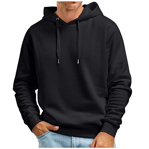 Generisch Hoodies Männer, Herren Basic Kapuzenpullover Langarm Sweatshirts Classic Männer Casual Druck Pullover Mit Taschen Hoody Hoodie Kapuze Sport Biker Pullover Hoodies Pullover (M, Schwarz) von Generisch