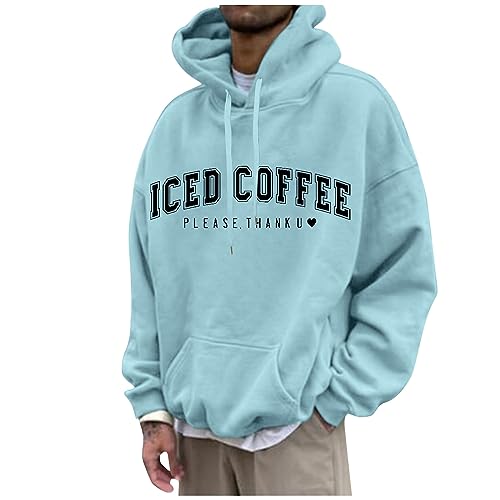 Generisch Hoodies Männer, Herren Pullover Sweatjacke Casual Langarm Druck Kapuzenpullover Hoody Sweater Mit Taschen Strickjacke Hoodie Weiß Kapuze Schwarz Für Hoddie Hoodie (4XL, Sky Blue) von Generisch