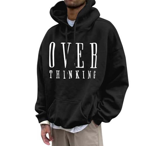 Generisch Hoody Herren Mit Kapuze, Hoodie Basic Kapuzenpullover Langarm Sweatshirts Classic Männer Druck Pullover Casual Taschen Hoodie Pulli Schwarz Hoodie Oversize Hoodie Pullover (5XL, Black) von Generisch