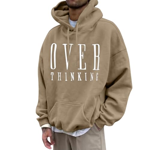 Generisch Hoody Männer, Herren Basic Kapuzenpullover Langarm Sweatshirts Classic Männer Druck Pullover Casual Mit Taschen Arbeitspullover Hellblauer Hoodie for Men Man Hoodies Pullover (4XL, Camel) von Generisch