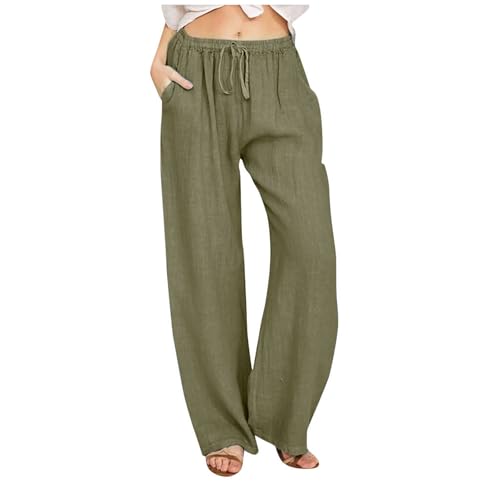 Generisch Hose Damen Leinenhose Musselin Sommerhosen Baumwolle Cargohose Frau Jogginghose Bequem Anzughose Arbeitshose Tanzhose Wide Leg Festliche Hosen Braun XL von Generisch