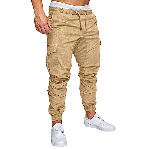 Generisch Hose Herren Cargo Hose Prime Fashion Sommerhose Baumwolle Freizeit Cargohose Gutscheine Jungen Jogging Hose Lässig Outdoorhose Schwarze Haremshose Wanderhose Outlet Khaki XL von Generisch