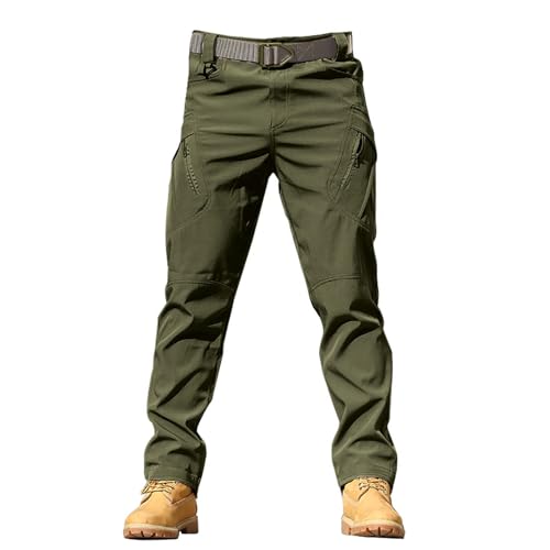 Generisch Mode Herrenhose - Freizeithose Aus Musselin, Leicht Und Luftig Mit Weitem Bein - Straight Leg Military Cargo Pants von Generisch