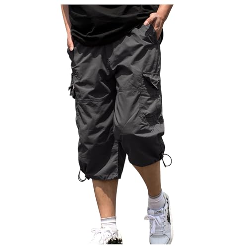 Generisch Hose Kurz Herren, Cargo Shorts 3/4 Sommer Kurze Klassisch Geschnittene Cargoshorts Outdoor Bermuda Atmungsaktiv Freizeitshorts Baumwolle Arbeitshose Mit Multi (5XL, Gray) von Generisch