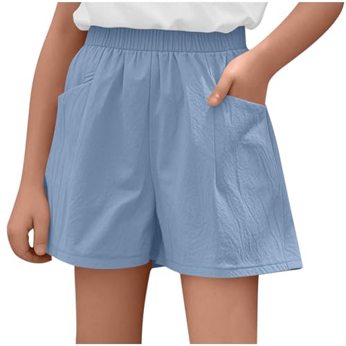 Generisch Hose Kurz Mädchen Baumwolle und Leinen Casual Sporthose Elastische Taille Sommer Kinder Baggy Shorts Stretch Kurze Hosen Atmungsaktiv Einfarbig Turnhose mit Tasche Blau 150 Generisch Hose Kurz Mädchen Baumwolle und Leinen Casual Sporthose Elastische Taille Sommer Kinder Baggy Shorts Stretch Kurze Hosen Atmungsaktiv Einfarbig Turnhose mit Tasche Blau 150 von Generisch
