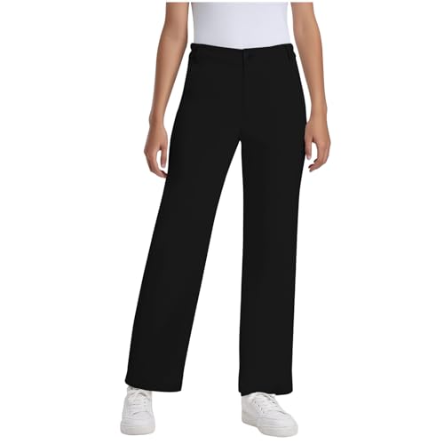 Generisch Hose Mädchen Sommer Lässige Business Chino Hosen Lange Elegant Anzughose Leicht Baumwolle Freizeithose High Waist Sommerhose Einfarbig Mode Sporthose Bequeme Jogginghose 7-16 Jahre von Generisch