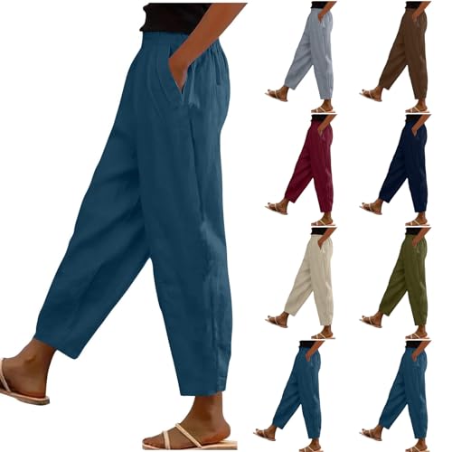 Generisch Hosen Damen Fashion Sommerhose Baumwolle Cargohose Frau Jogginghose Basic Yogahose Trekkinghose Sporthosen Oversized Outdoor Hosen Blau XXL von Generisch