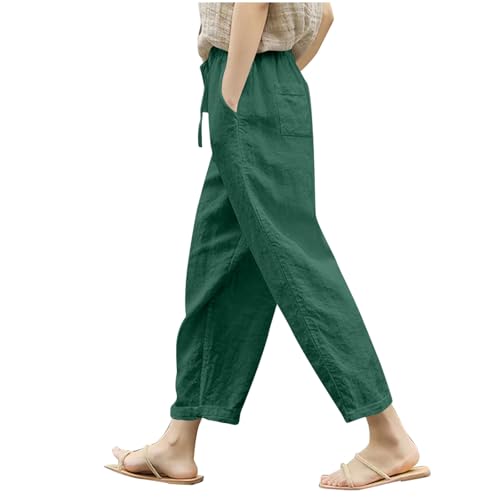 Generisch Hosen Damen Leinenhose Baggy Sommerhose Baumwolle Leinen Cargohosen Elegante Frau Jogginghose Stoffhose Tanzhose Loungehose Langgröße Wide Leg Hose Armeegrün S von Generisch