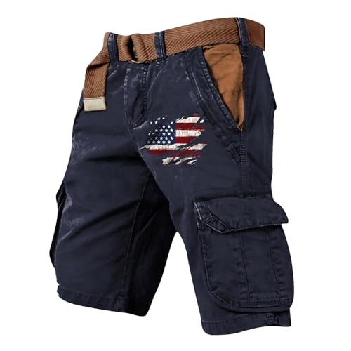 Generisch Hosen Herren, Kurz Hose Cargo Shorts Sommer Stretch Männer Freizeit Baggy Radlerhose Sporthosen Outdoor Wanderhose Mit Taschen Mens Herren Bermuda Jeans 3 / (XXL, Navy) von Generisch