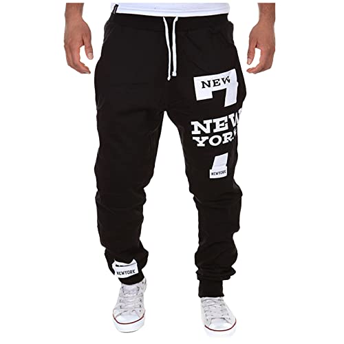 Generisch Hosen Herren, Trainingshose Sporthose Jogginghosen Männer Freizeithose Mit Taschen Anzughose Herren Jogginghose Jockinghose Für Freizeithosen Bequemhose Sommer (M, Schwarz) von Generisch