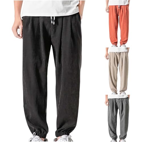 Generisch Hosen Herren Baggy Sommerhose Leichte Haremshose Loose Fit Yogahose Bequeme Stoffhose Sommer Strandhose Hippie Freizeithose Pluderhosen Yoga Fischerhose Schwarz 6XL von Generisch