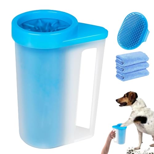 Generisch Hundefußwascher, Hundepfotenreinigerbecher, Pfotenwascher für Hunde, Einfach zu bedienen, ergonomischer Griff, bequeme saugfähige Handtücher inklusive Hundepfotenwascher für Ihr Haustier von Generisch