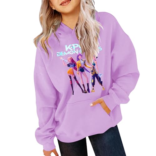 Generisch Hunters K-Pop Hoodie Jungen Mädche Kinder– Demons Style Kapuzenpullover mit Anime Druck, Bequemes Sweatshirt für Mädchen, Jungen und Erwachsene von Generisch