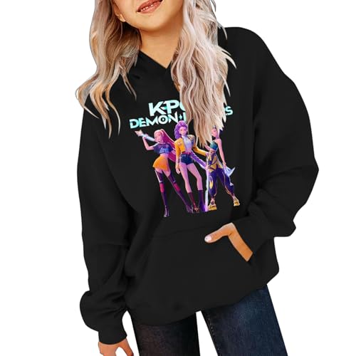 Generisch Hunters K-Pop Hoodie Jungen Mädche Kinder– Demons Style Kapuzenpullover mit Anime Druck, Bequemes Sweatshirt für Mädchen, Jungen und Erwachsene von Generisch