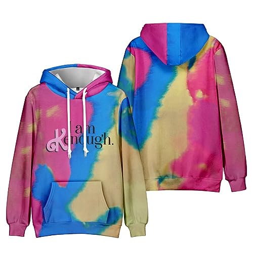 Generisch I am Kenough Hoodies Damen, 3D Tie-dye Printed Langarm Pullover Sweatshirts Kapuzenpullover mit Kapuze Casual Locker Oberteile Sport Streetwear Shirts Tops für Männer Frauen von Generisch