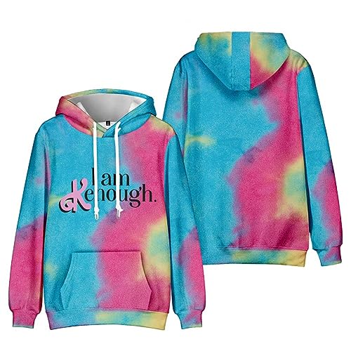 Generisch I am Kenough Hoodies Damen, 3D Tie-dye Printed Langarm Pullover Sweatshirts Kapuzenpullover mit Kapuze Casual Locker Oberteile Sport Streetwear Shirts Tops für Männer Frauen von Generisch