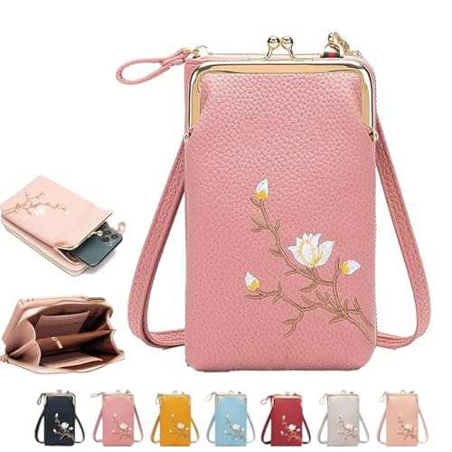 Generisch Indefinitet/Declrationun Women Sling Cross, Women Sling Cross-Body Wallet with Mobile Cell Phone Holder (Dark Pink) von Generisch