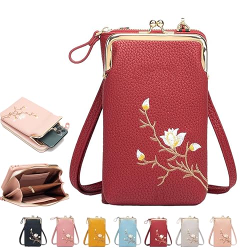 Generisch Indefinitet/Declrationun Women Sling Cross, Women Sling Cross-Body Wallet with Mobile Cell Phone Holder (Red) von Generisch