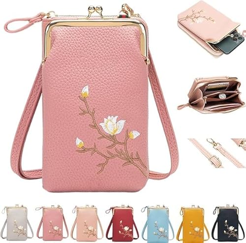 Generisch Indefinitet Rowgins Women Sling Cross-Body Wallet with Mobile Cell Phone Holder,Cell Phone Handbags with Card Slots,Passport Cellphone Crossbody Purse Bag (Dark Pink) von Generisch