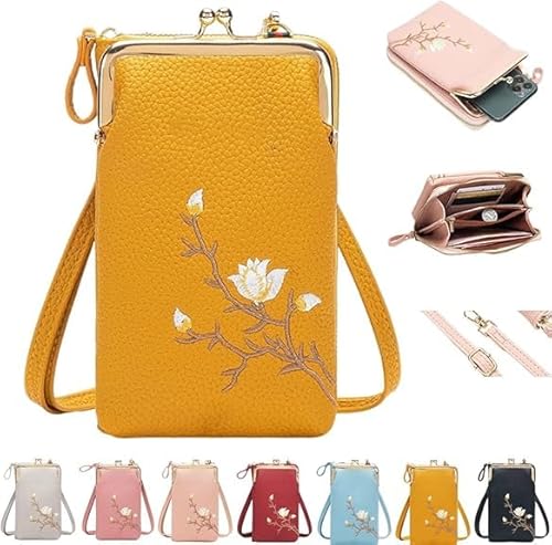 Generisch Indefinitet Rowgins Women Sling Cross-Body Wallet with Mobile Cell Phone Holder,Cell Phone Handbags with Card Slots,Passport Cellphone Crossbody Purse Bag (Yellow) von Generisch