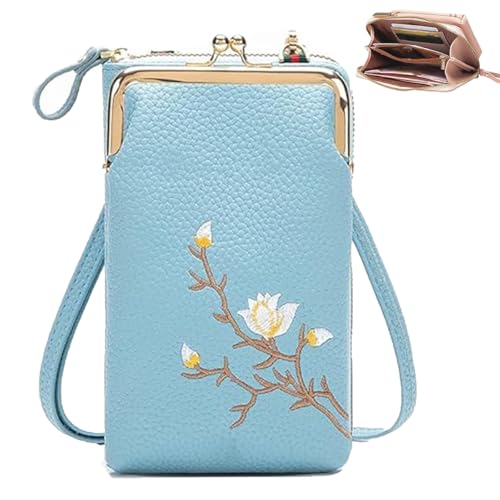 Generisch Indefinitet Women Sling Cross-Body Wallet, Crossbody Bags for Women, with Mobile Cell Phone Holder, for Outdoor Travel (Blue) von Generisch