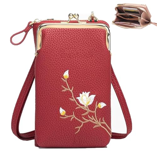 Generisch Indefinitet Women Sling Cross-Body Wallet, Crossbody Bags for Women, with Mobile Cell Phone Holder, for Outdoor Travel (Red) von Generisch