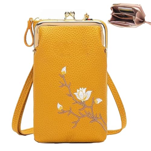 Generisch Indefinitet Women Sling Cross-Body Wallet, Crossbody Bags for Women, with Mobile Cell Phone Holder, for Outdoor Travel (Yellow) von Generisch