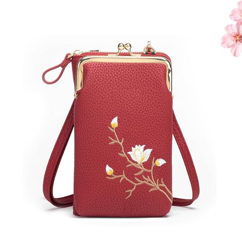 Generisch Indefinitet Women Sling Cross-Body Wallet, Women Sling Cross-Body Wallet with Mobile Cell Phone Holder for Womens Travel (Red) von Generisch