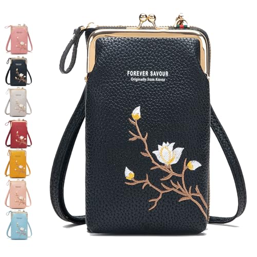 Generisch Indefinitet Women Sling Cross-Body Wallet, with Mobile Cell Phone Holder, Crossbody Bags for Women Travel (Black) von Generisch