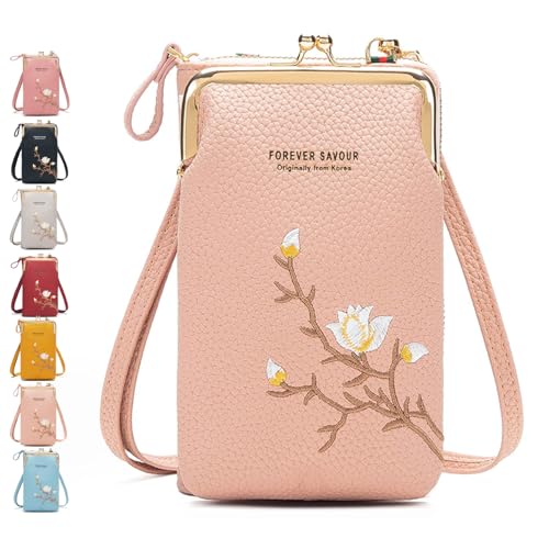 Generisch Indefinitet Women Sling Cross-Body Wallet, with Mobile Cell Phone Holder, Crossbody Bags for Women Travel (Light pink) von Generisch