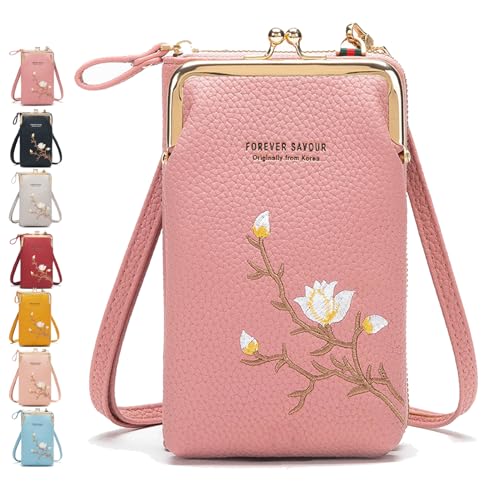 Generisch Indefinitet Women Sling Cross-Body Wallet, with Mobile Cell Phone Holder, Crossbody Bags for Women Travel (Pink) von Generisch