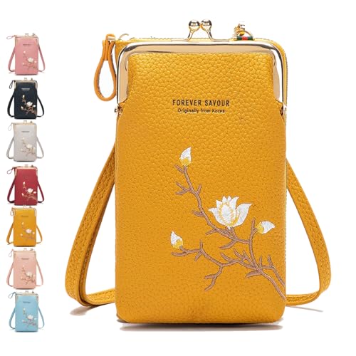 Generisch Indefinitet Women Sling Cross-Body Wallet, with Mobile Cell Phone Holder, Crossbody Bags for Women Travel (Yellow) von Generisch