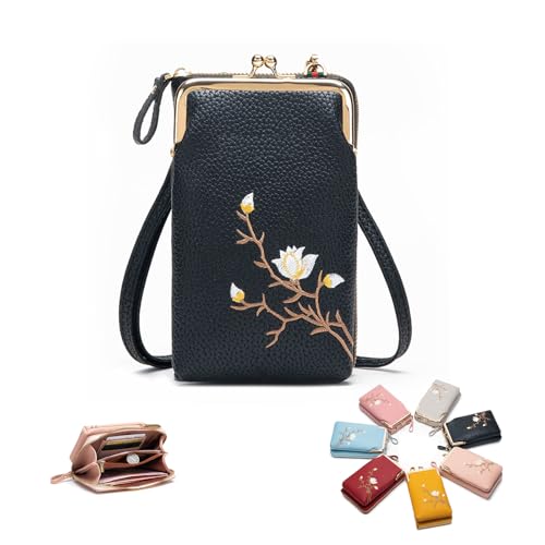 Generisch Indefinitet Women Sling Cross-Body Wallet,Forever Savour Women Sling Cross-Body Wallet with Mobile Cell Phone Holder (Black) von Generisch