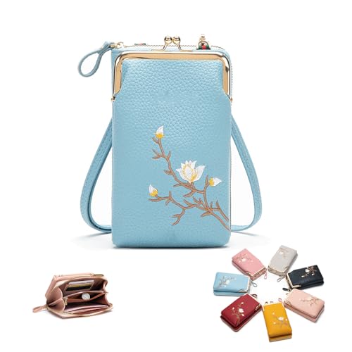 Generisch Indefinitet Women Sling Cross-Body Wallet,Forever Savour Women Sling Cross-Body Wallet with Mobile Cell Phone Holder (Blue) von Generisch