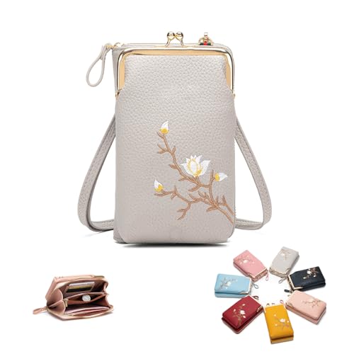 Generisch Indefinitet Women Sling Cross-Body Wallet,Forever Savour Women Sling Cross-Body Wallet with Mobile Cell Phone Holder (Grey) von Generisch